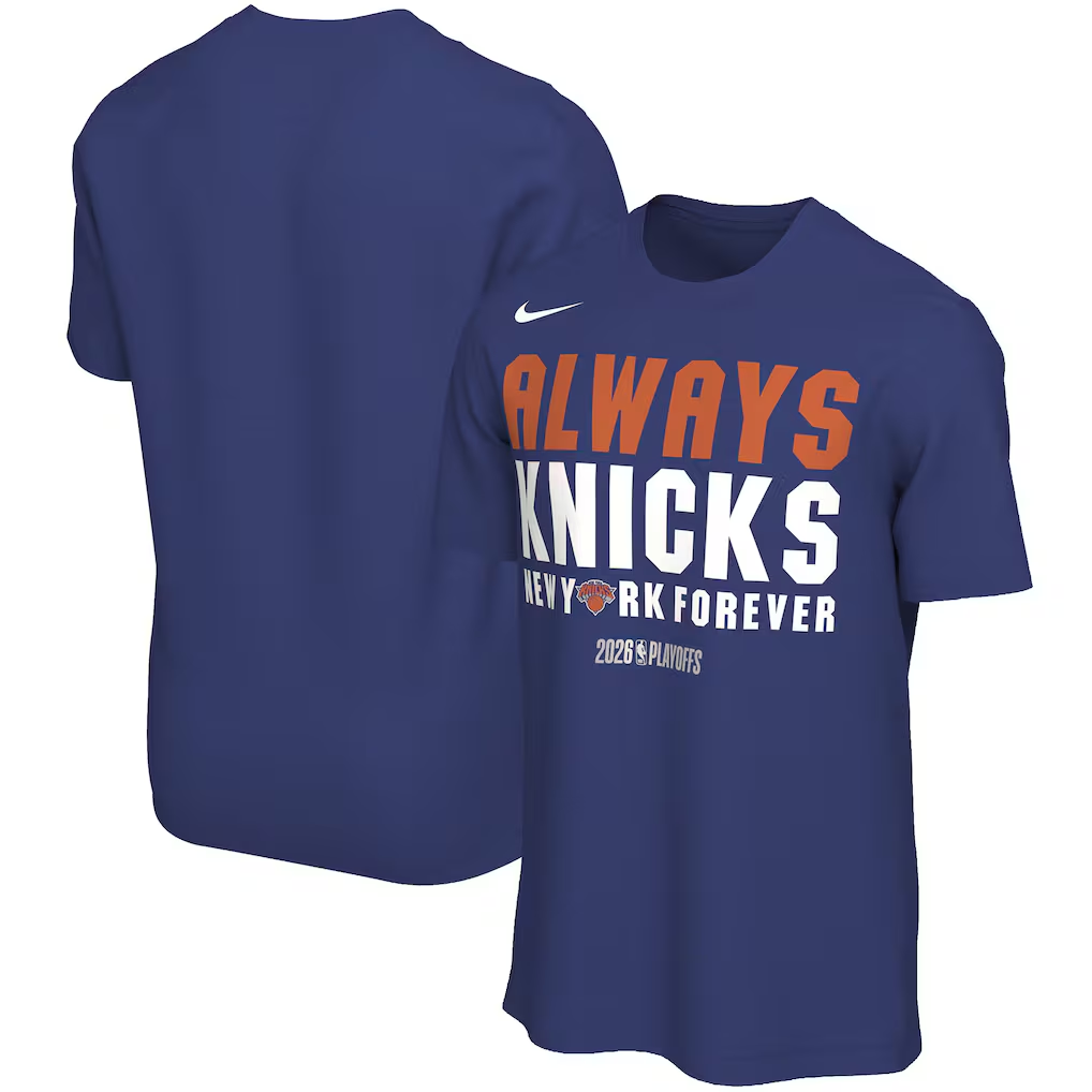Men's New York Knicks Blue 2026 Playoffs Mantra T-Shirt Men's New York Knicks Blue 2026 Playoffs Mantra T-Shirt